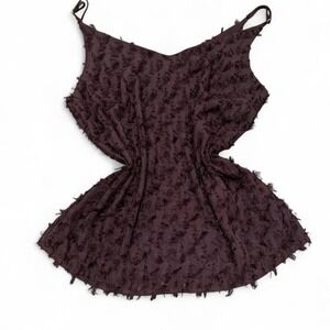 Dark Feminine Boho Whimsigoth Brown Textured Spaghetti Strap Tank Size Small